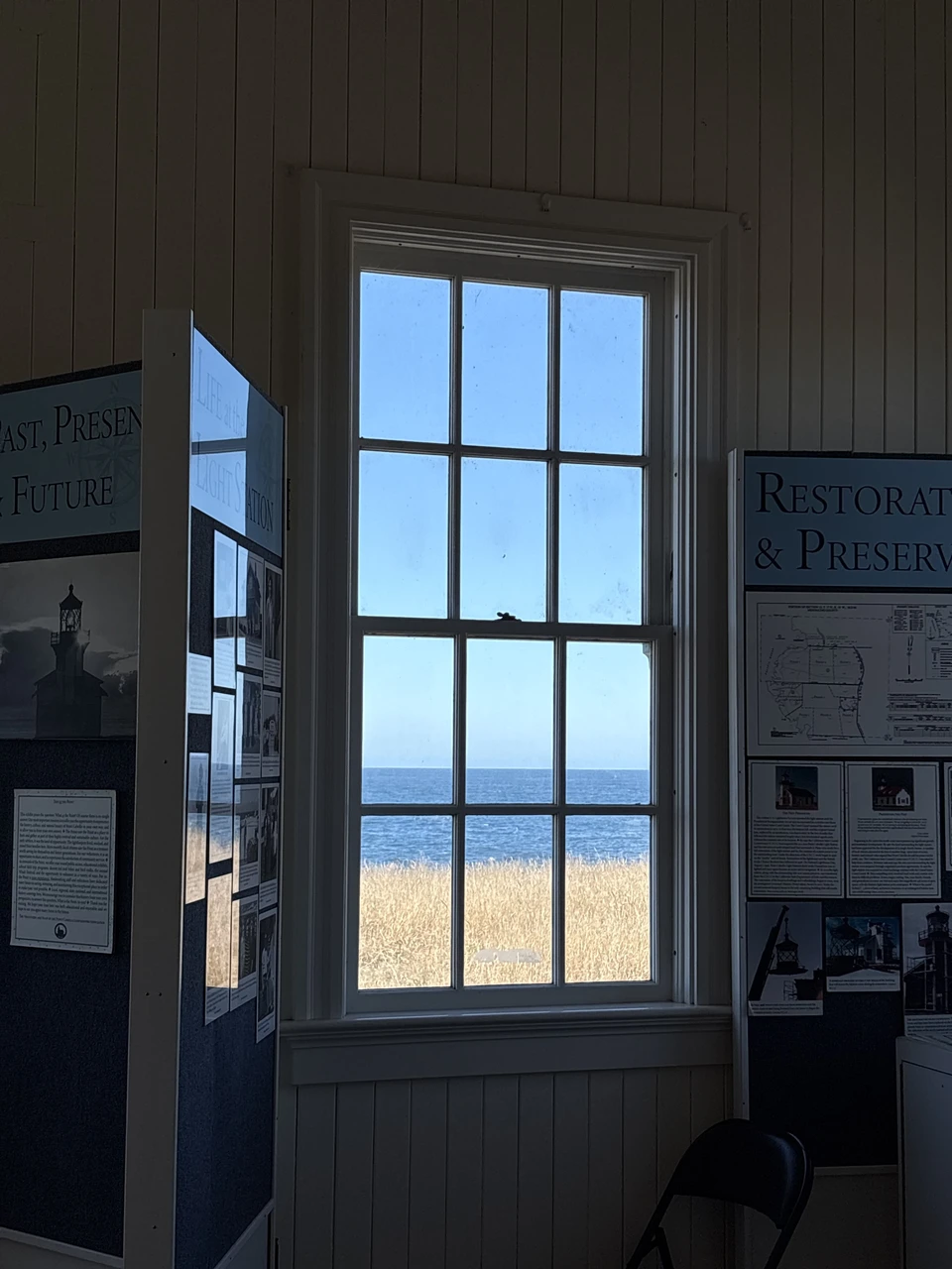 The light station window and the sea beyond