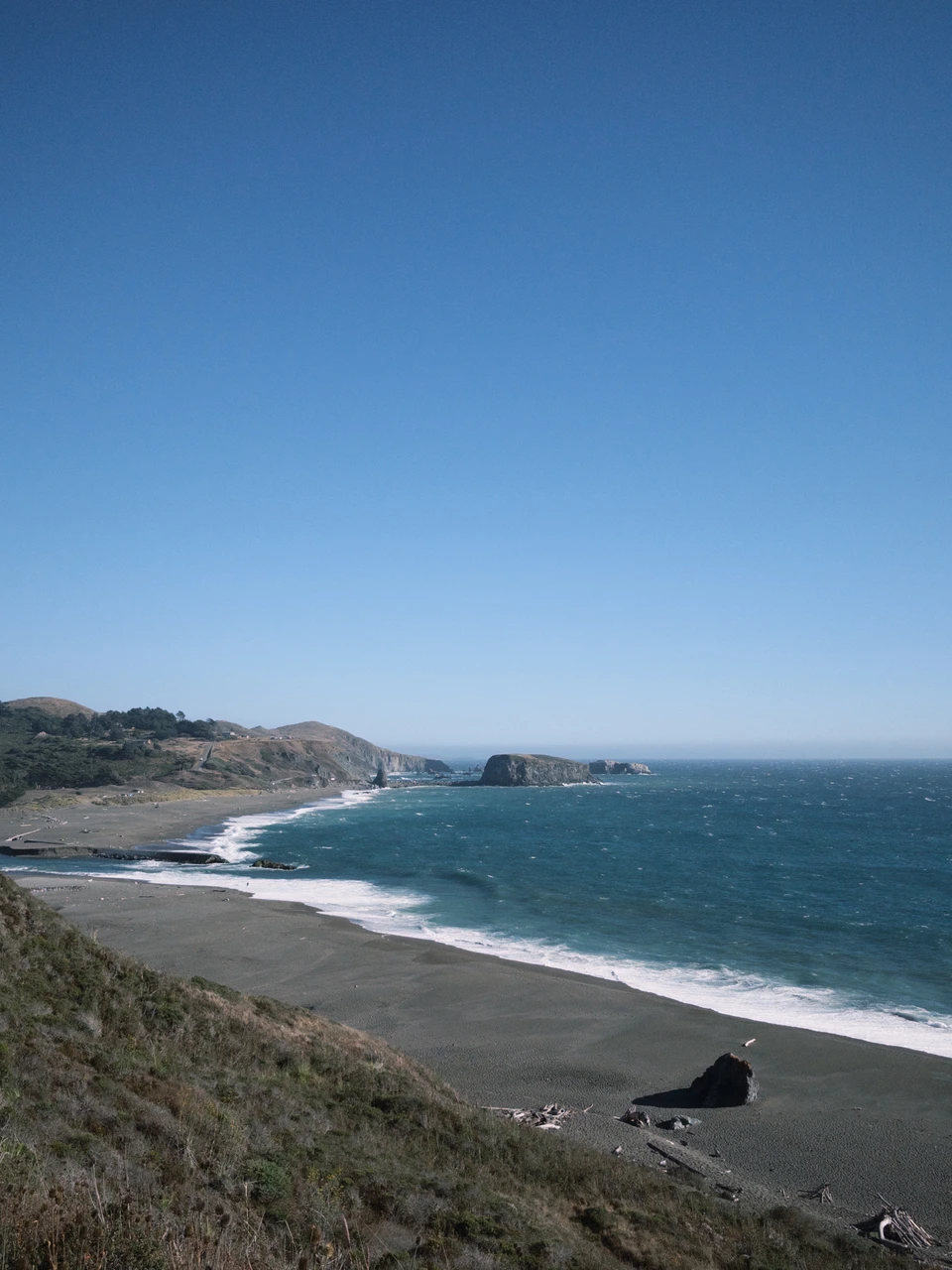 The beach below the headland