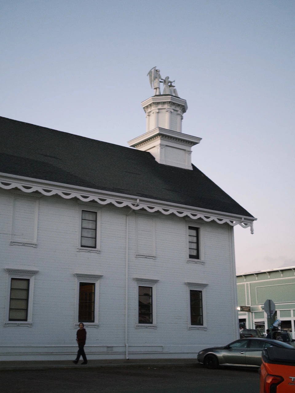 The white clapboard church in town