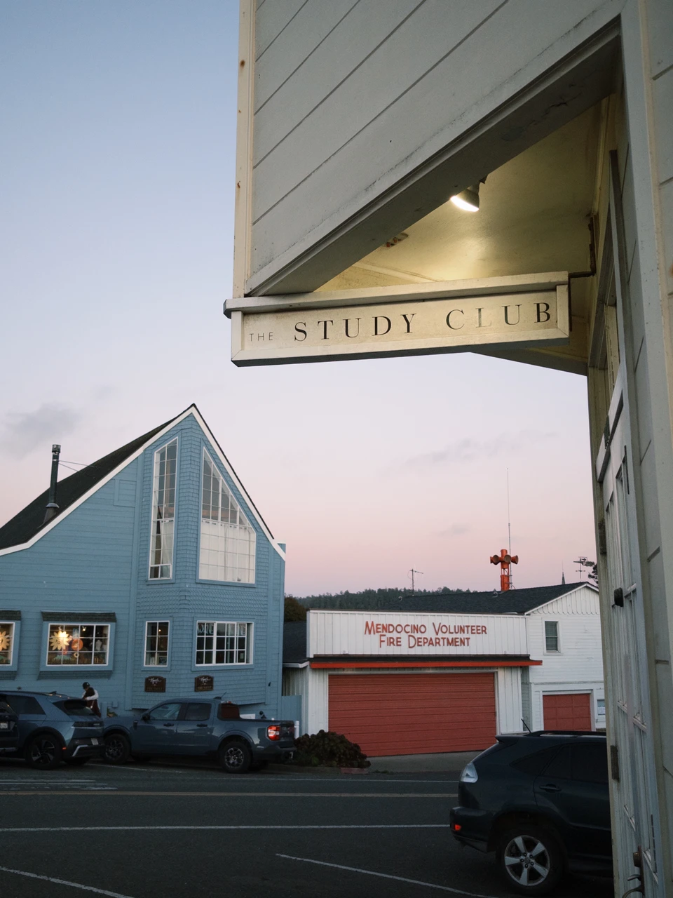 The Study Club building as the light goes